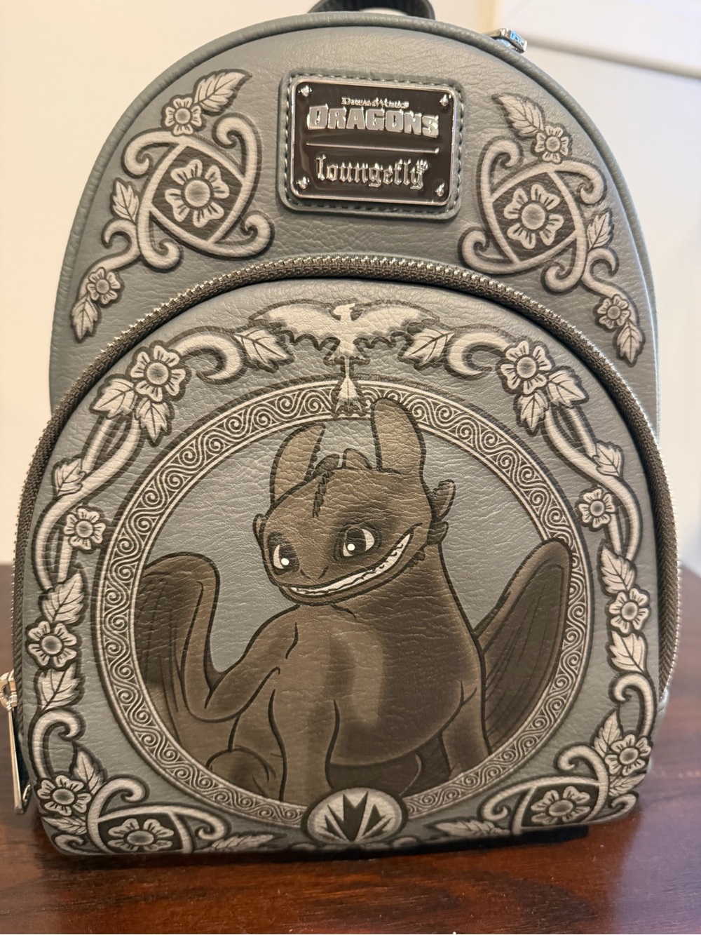 Loungefly Gray Toothless Dragons Mini Backpack